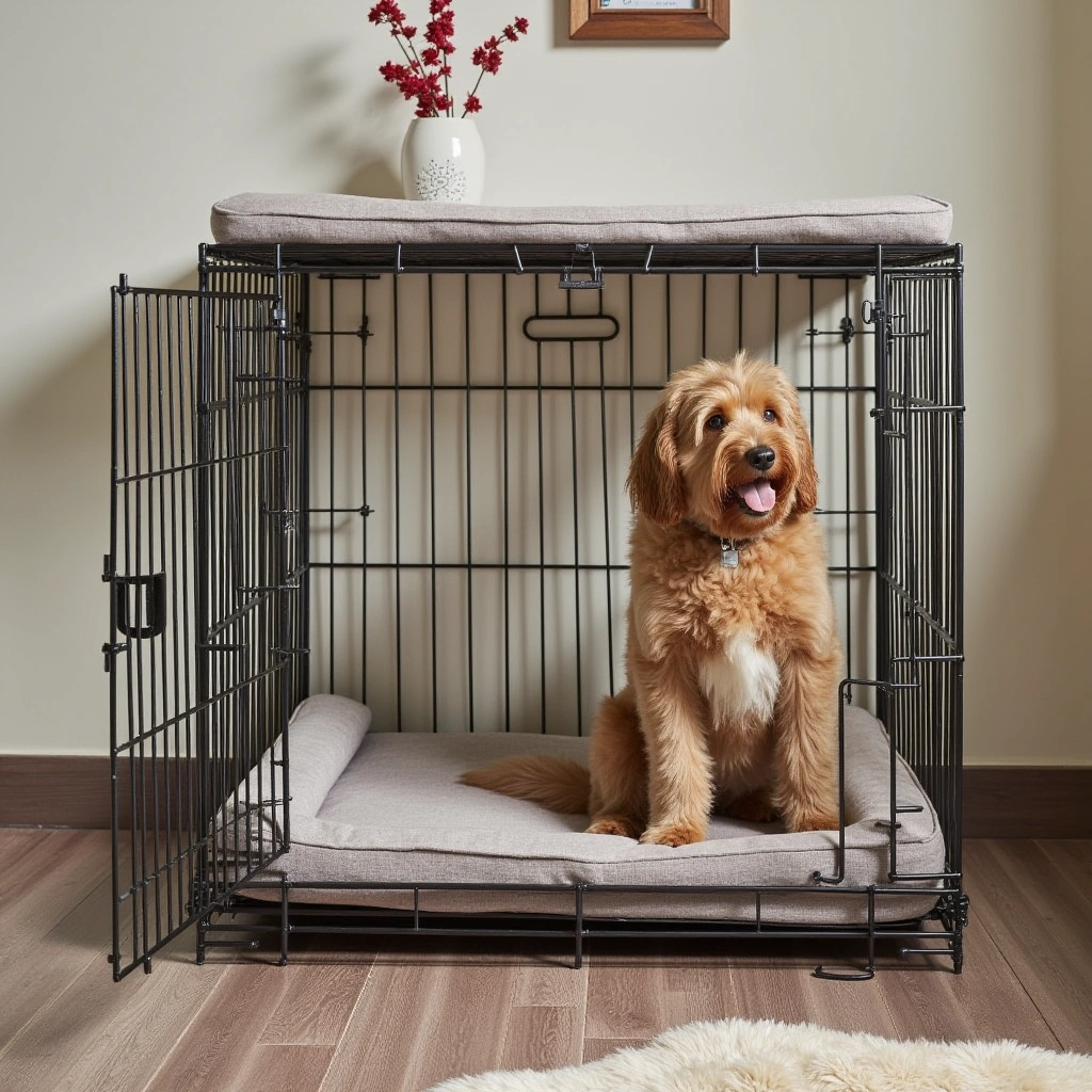 9. AmazonBasics Folding Metal Dog Crate with Divider Panel