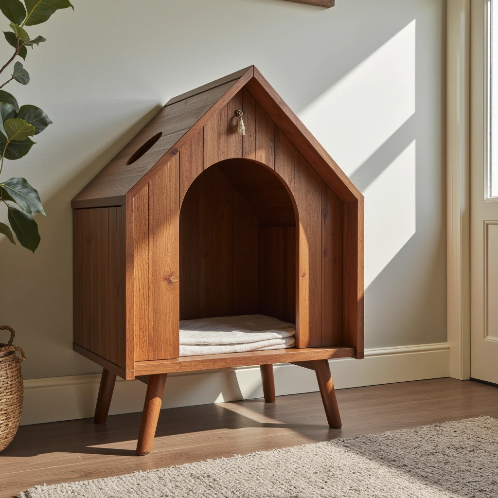 8. Mid-Century Modern Dog House: Retro Vibes