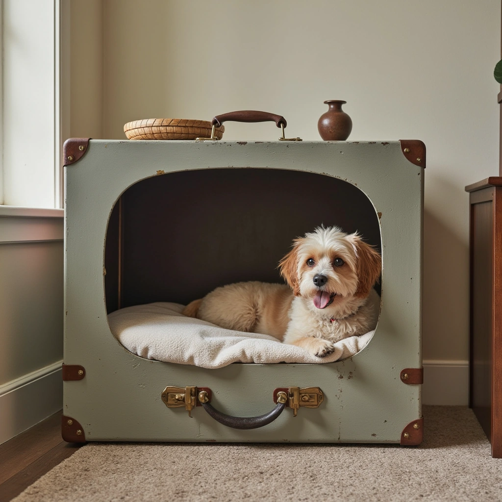 13. Upcycled Suitcase Dog Bed: Vintage & Cute
