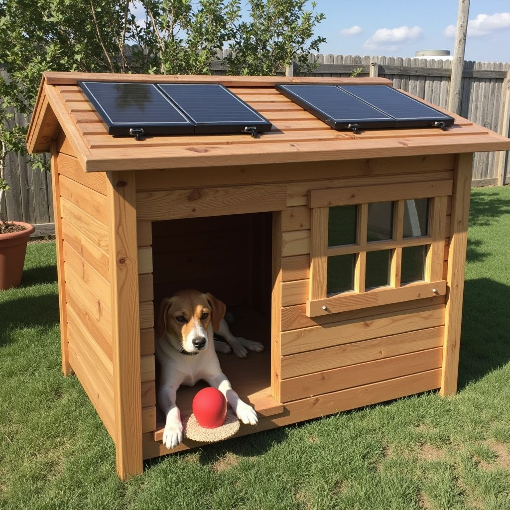 14. Dog House with Solar-Powered Fan: Tech-Savvy Comfort